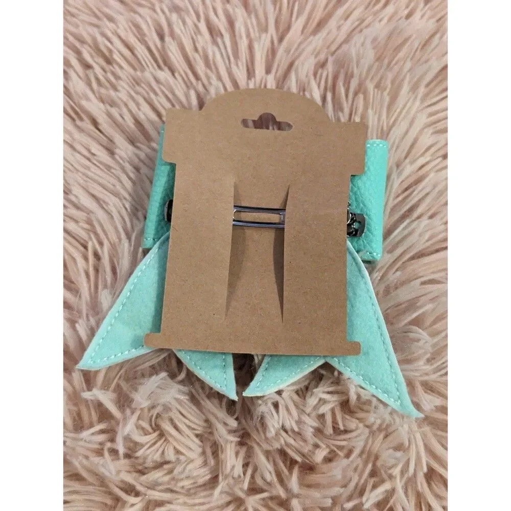 Aqua handmade hair bow barrette brand new clip